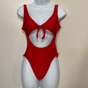 Red on piece swimsuit